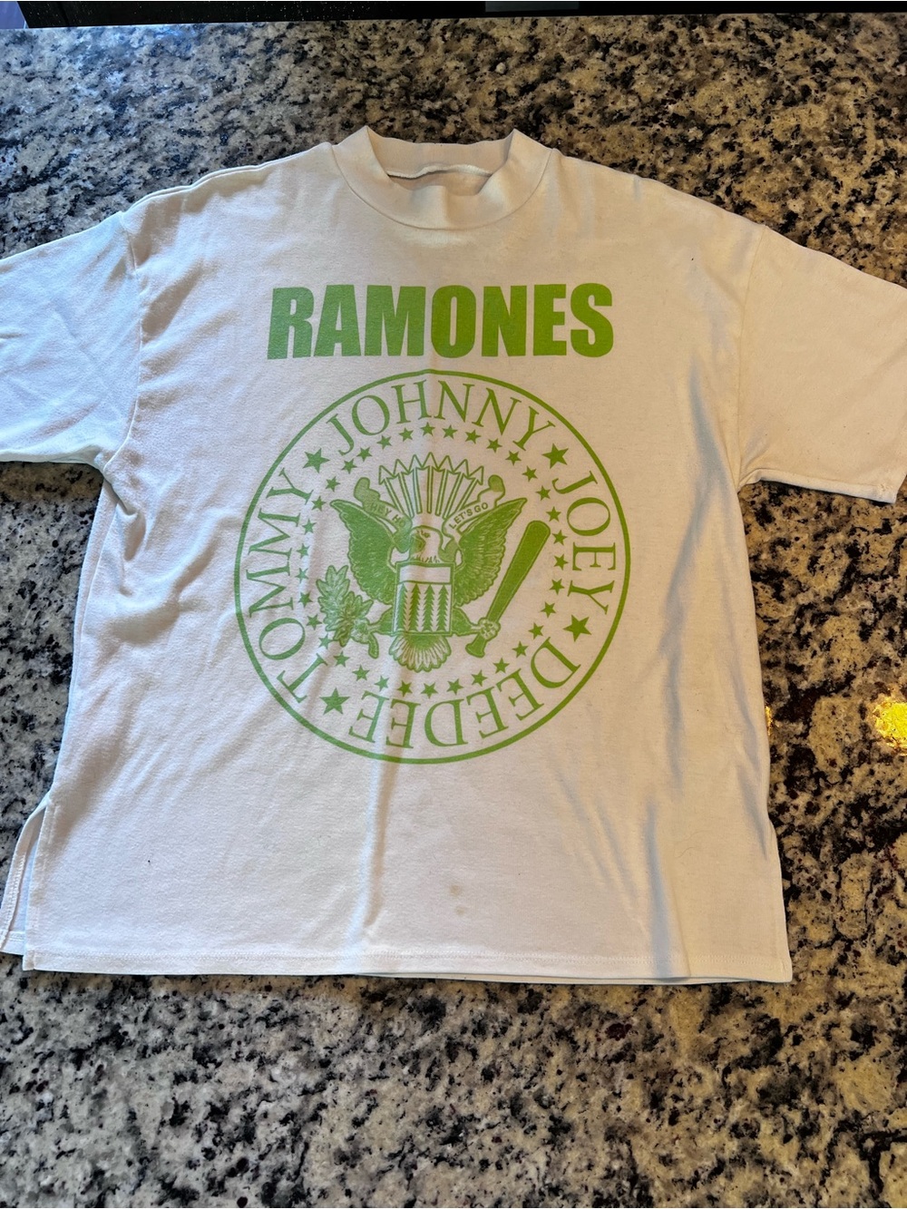 Ramones Graphic Band Tee in White with Green Print